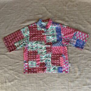 MINIOLIE | Mixed print and patterned work jacket buttoned shirt (size 4T / 110)